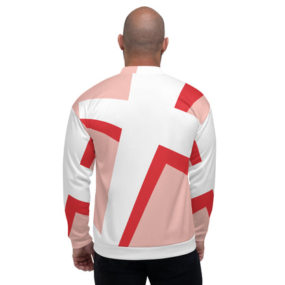 Unisex Bomber Jacket | All-over print | Focall - Cross - Salmon Red