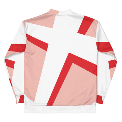 Unisex Bomber Jacket | All-over print | Focall - Cross - Salmon Red