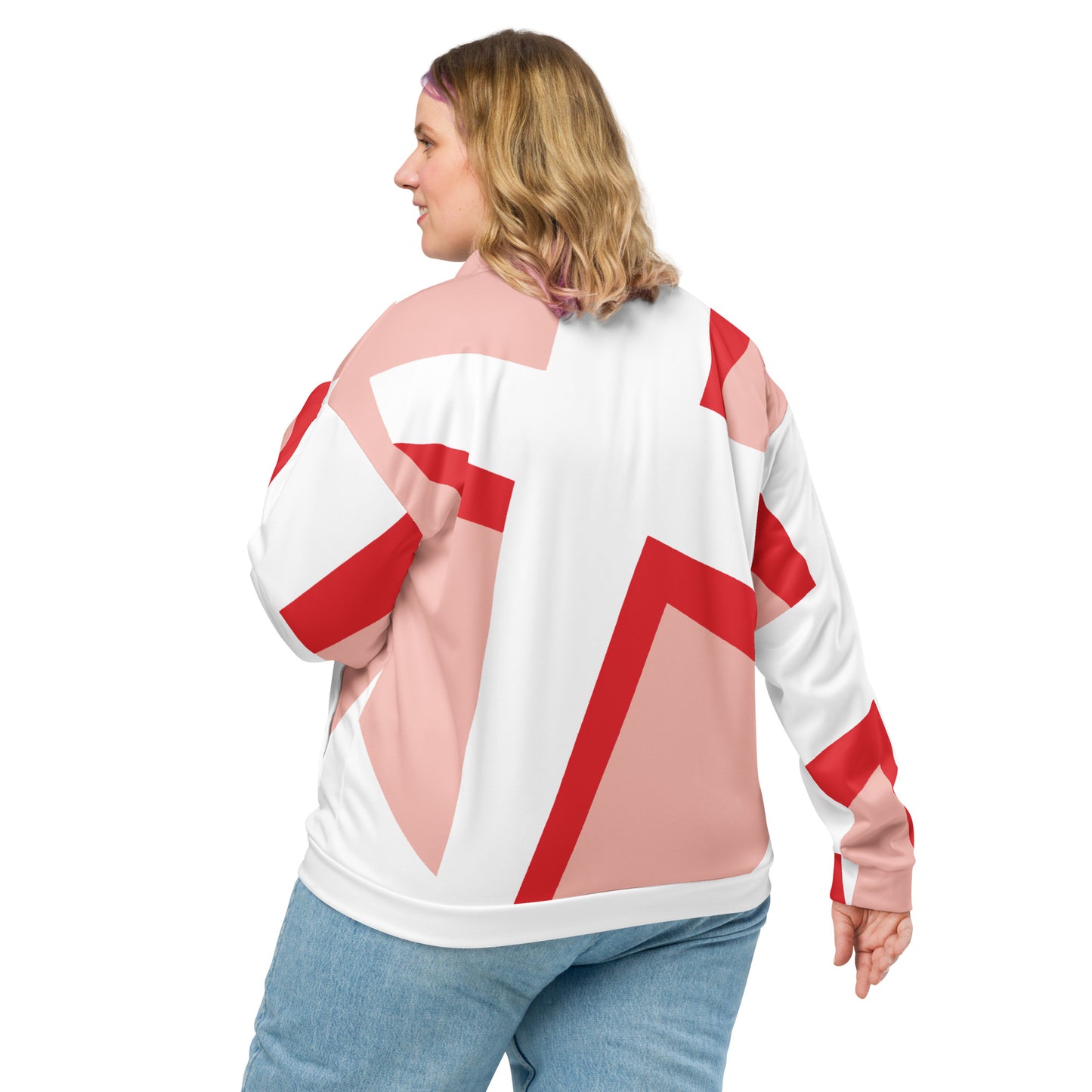 Unisex Bomber Jacket | All-over print | Focall - Cross - Salmon Red