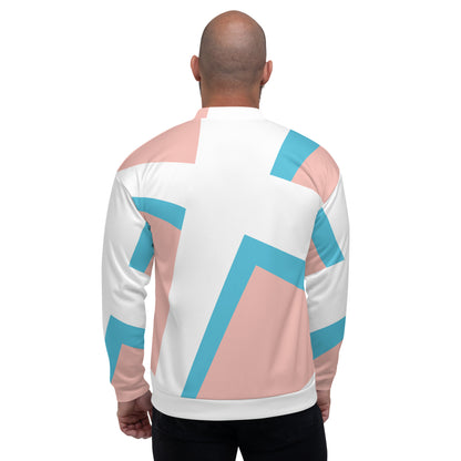 Unisex Bomber Jacket | All-over print | Focall - Cross - Salmon Blue