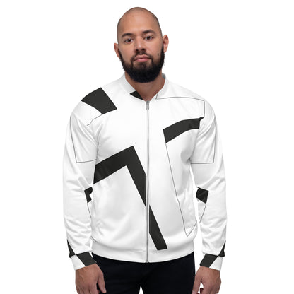 Unisex Bomber Jacket | All-over print | Focall - Cross - White Black 