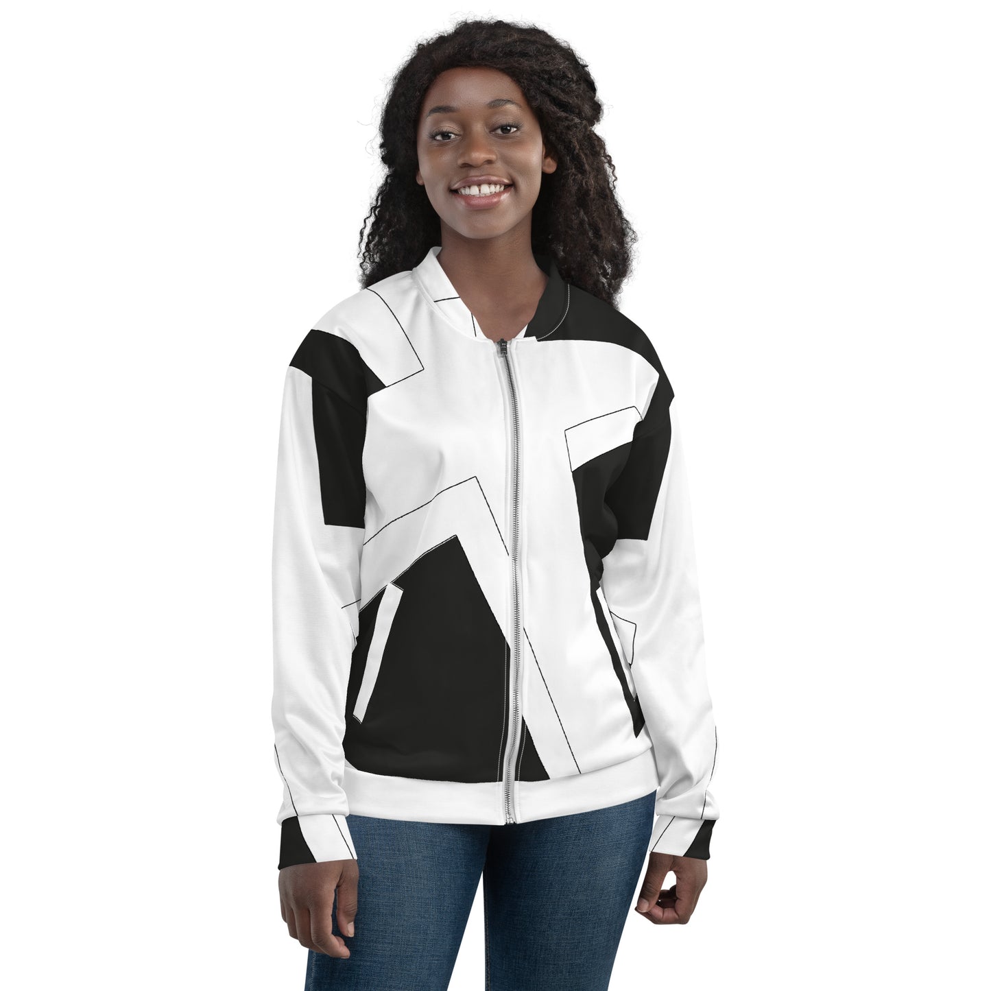 Unisex Bomber Jacket | All-over print | Focall - Cross - Black White