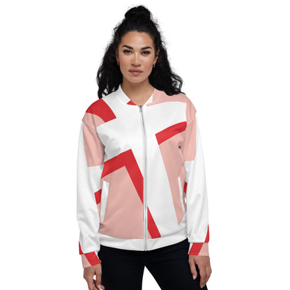Unisex Bomber Jacket | All-over print | Focall - Cross - Salmon Red