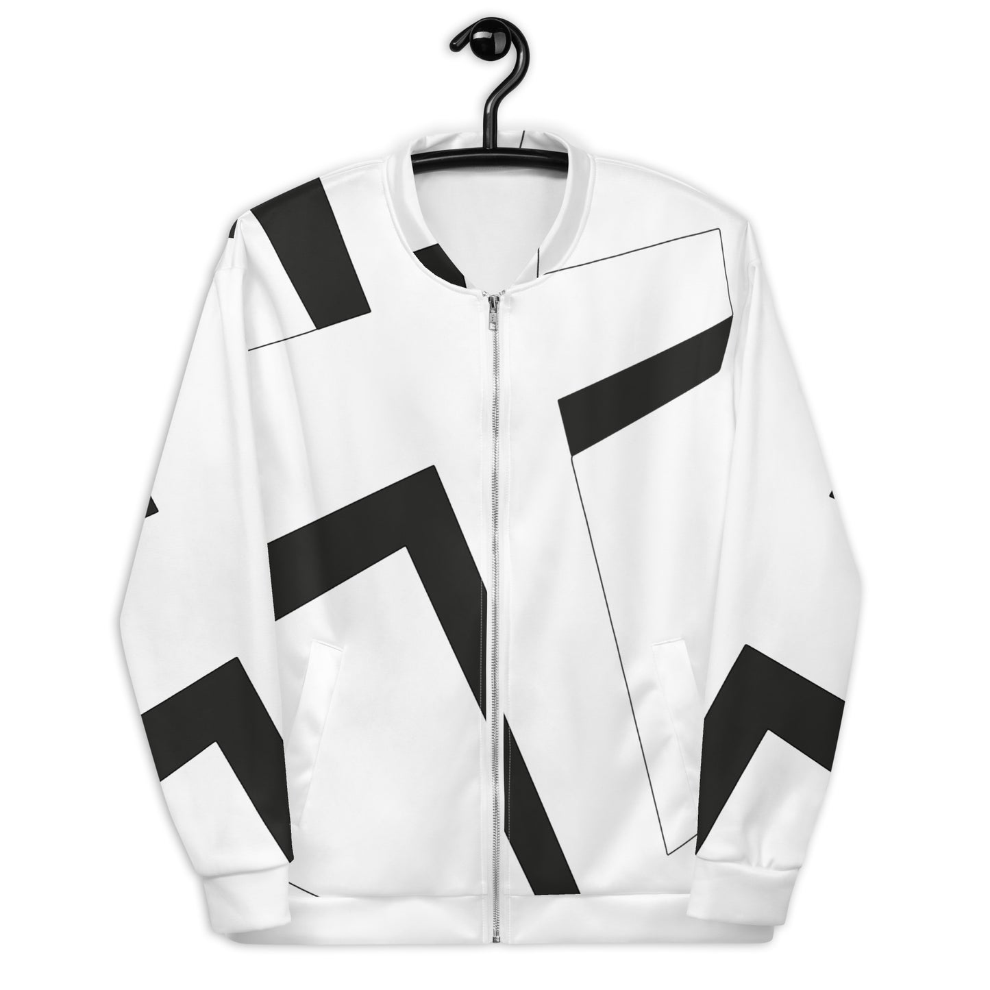 Unisex Bomber Jacket | All-over print | Focall - Cross - White Black 