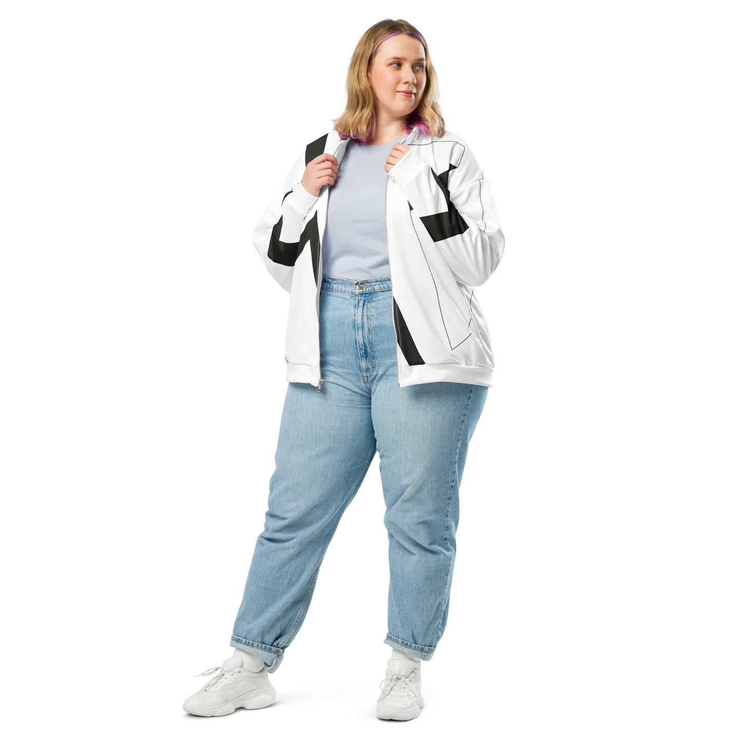 Unisex Bomber Jacket | All-over print | Focall - Cross - White Black 