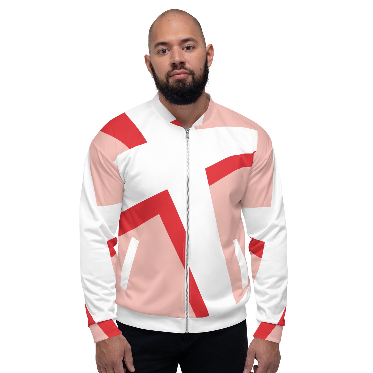 Unisex Bomber Jacket | All-over print | Focall - Cross - Salmon Red