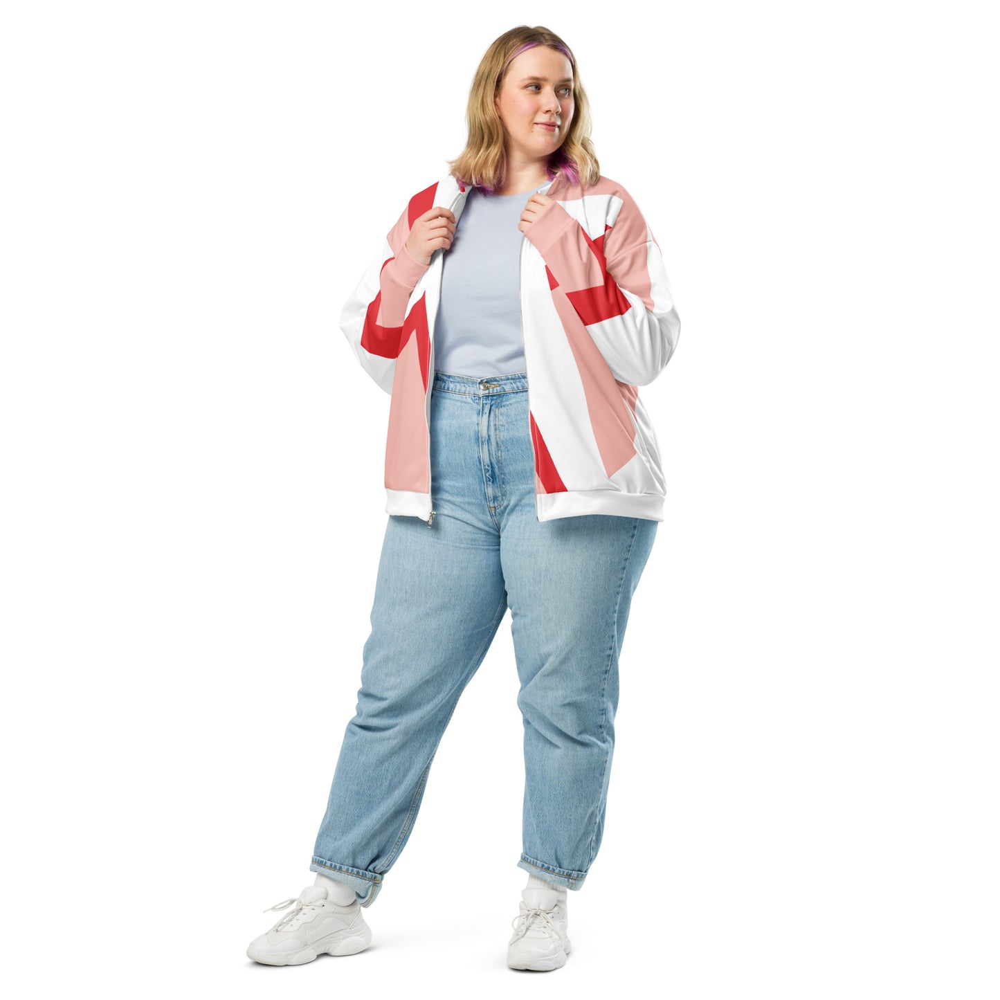 Unisex Bomber Jacket | All-over print | Focall - Cross - Salmon Red