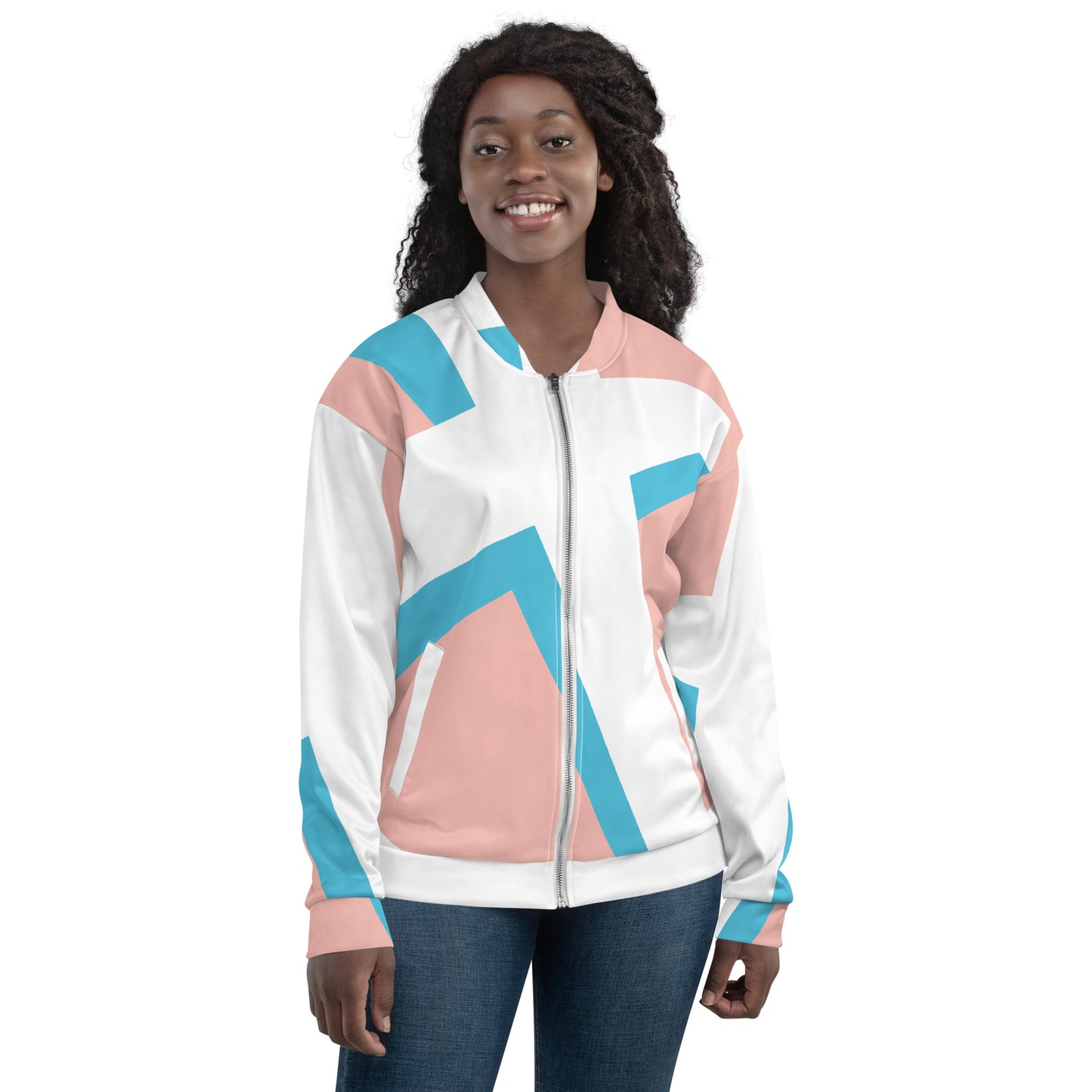 Unisex Bomber Jacket | All-over print | Focall - Cross - Salmon Blue