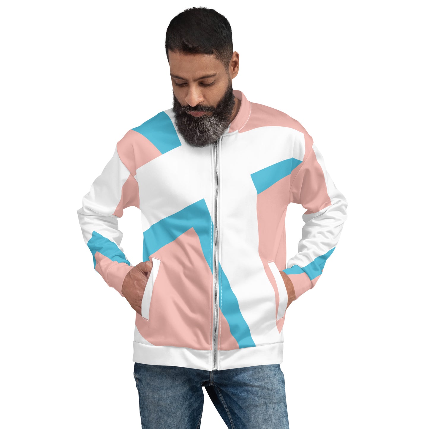 Unisex Bomber Jacket | All-over print | Focall - Cross - Salmon Blue