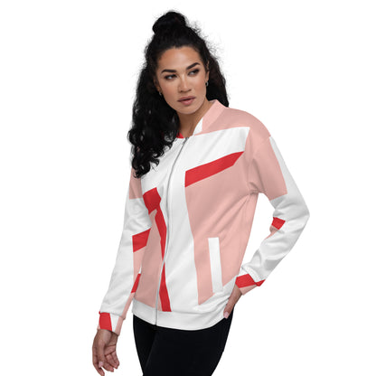 Unisex Bomber Jacket | All-over print | Focall - Cross - Salmon Red