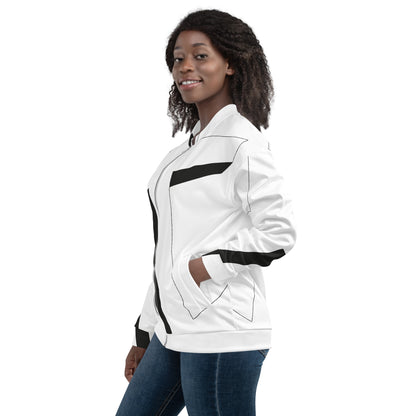 Unisex Bomber Jacket | All-over print | Focall - Cross - White Black 