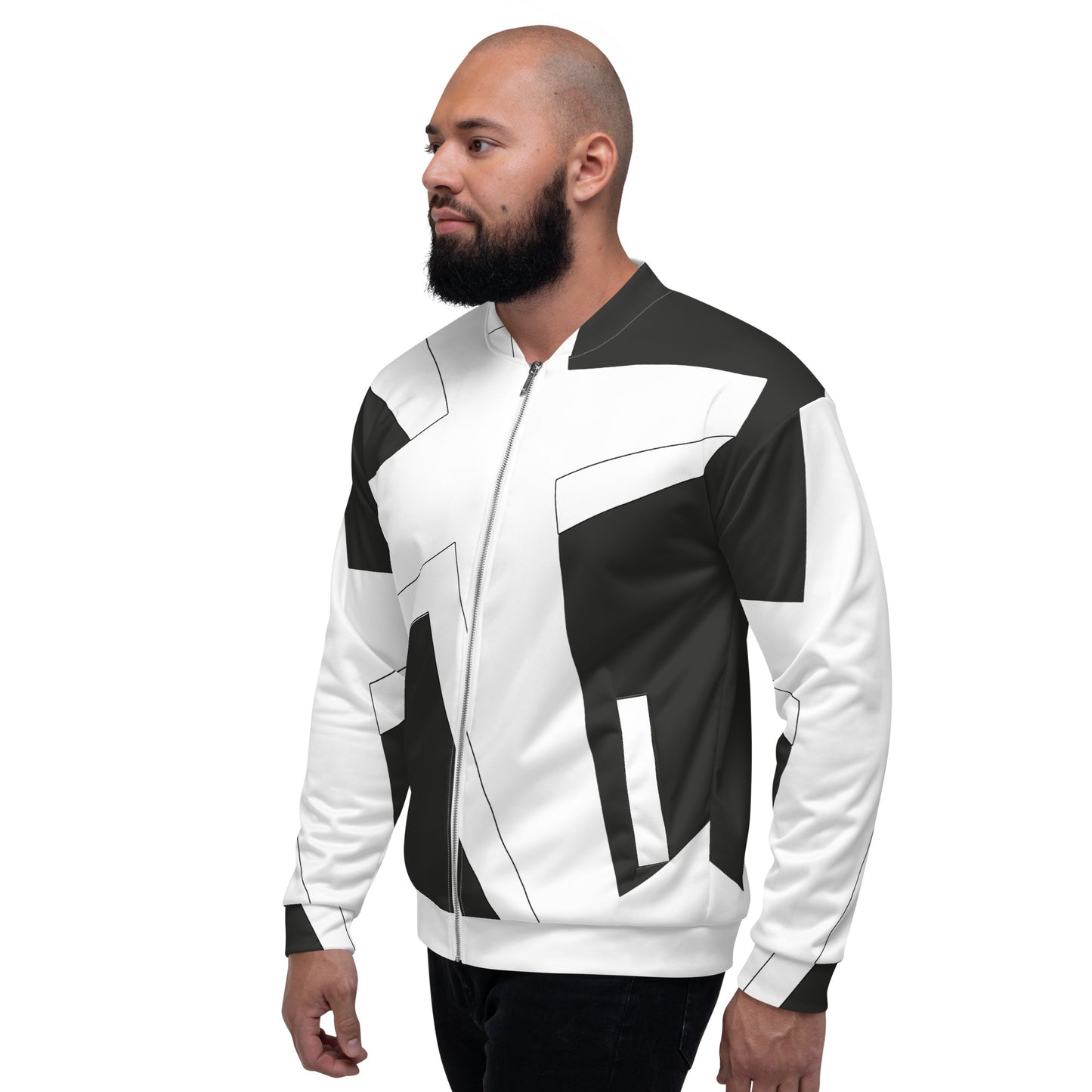 Unisex Bomber Jacket | All-over print | Focall - Cross - Black White
