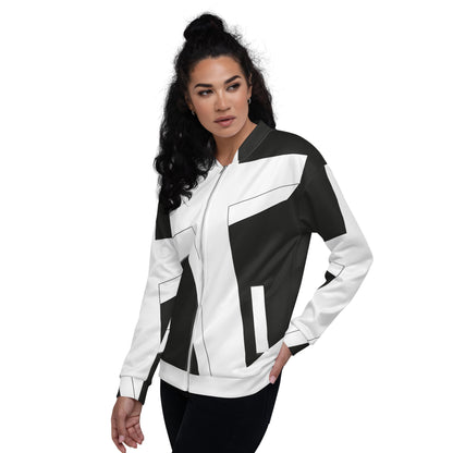 Unisex Bomber Jacket | All-over print | Focall - Cross - Black White