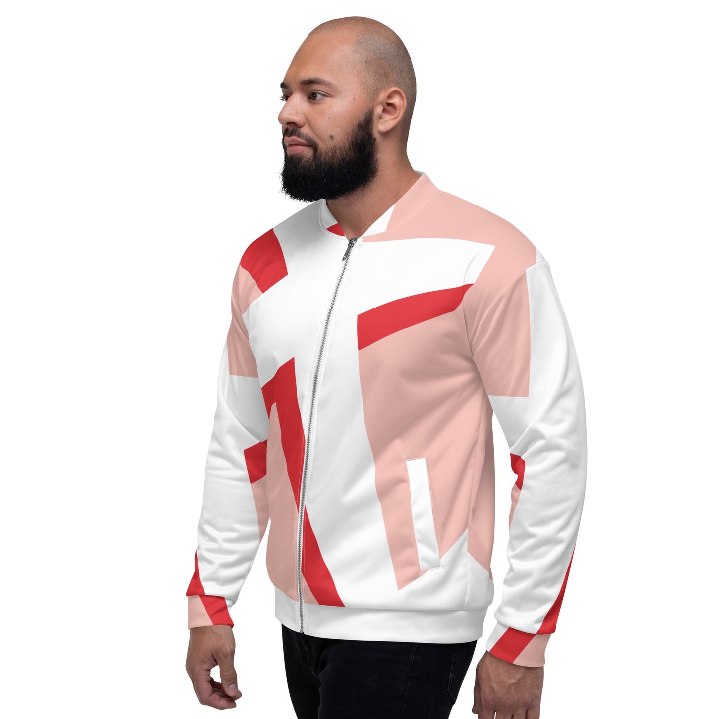 Unisex Bomber Jacket | All-over print | Focall - Cross - Salmon Red