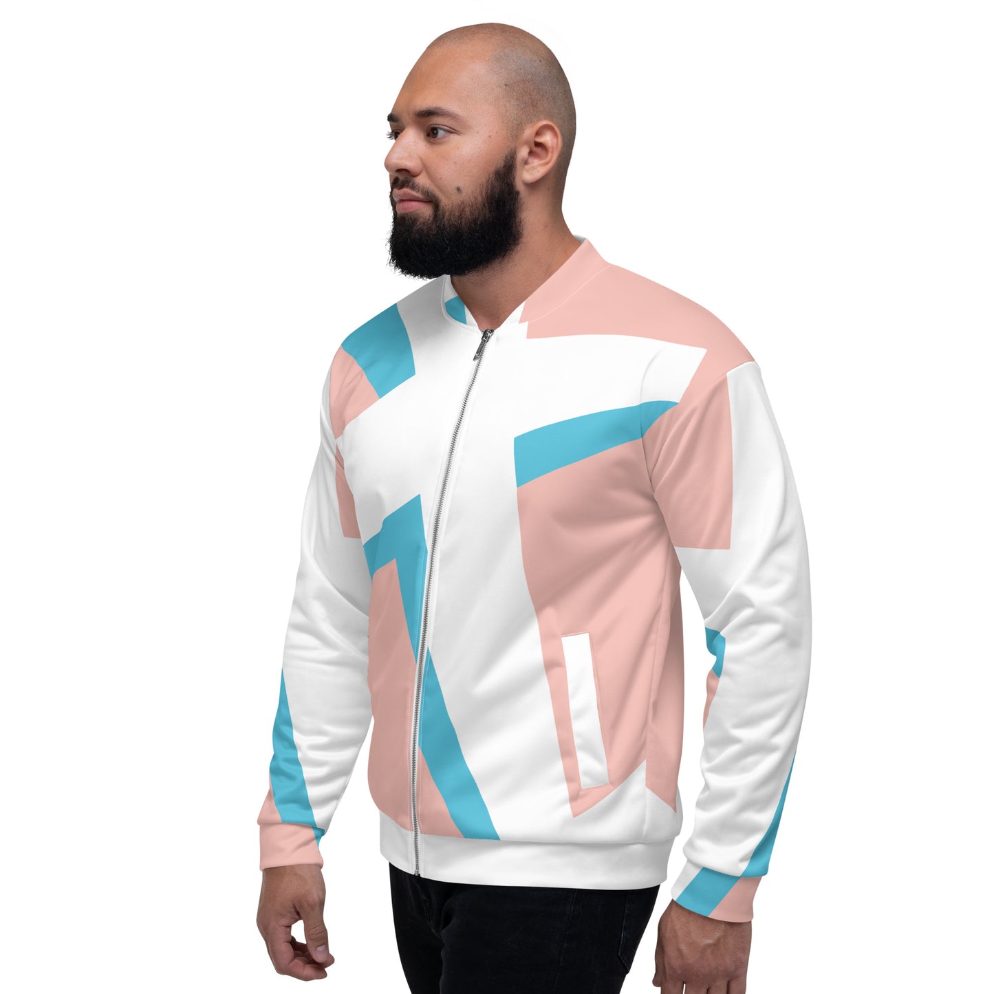 Unisex Bomber Jacket | All-over print | Focall - Cross - Salmon Blue
