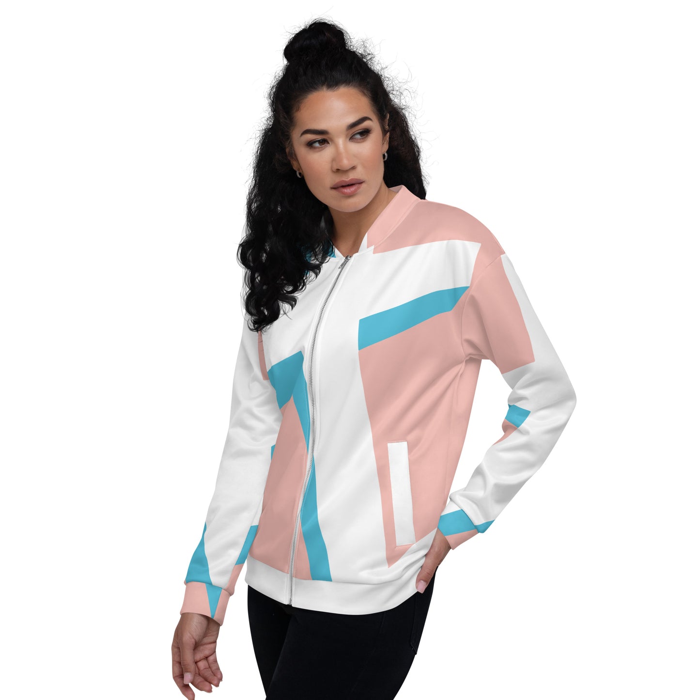 Unisex Bomber Jacket | All-over print | Focall - Cross - Salmon Blue