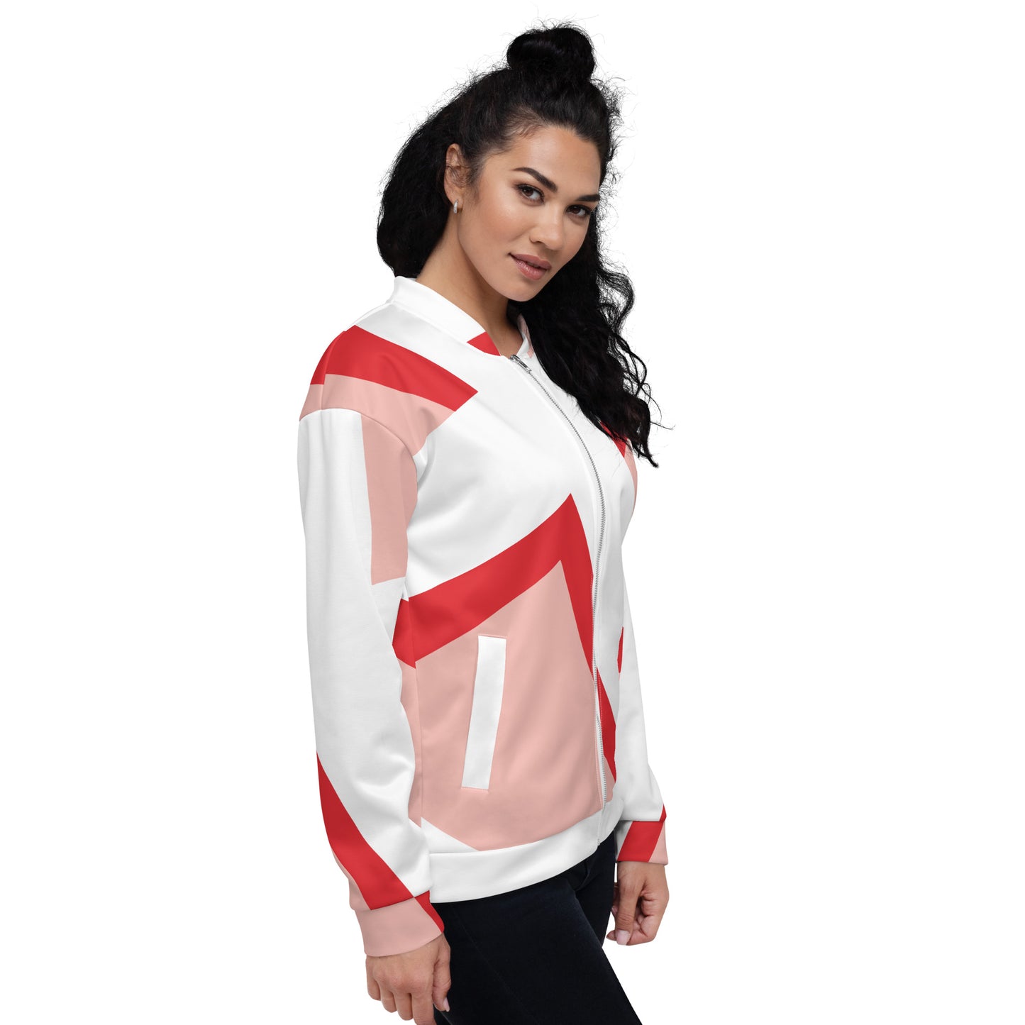Unisex Bomber Jacket | All-over print | Focall - Cross - Salmon Red