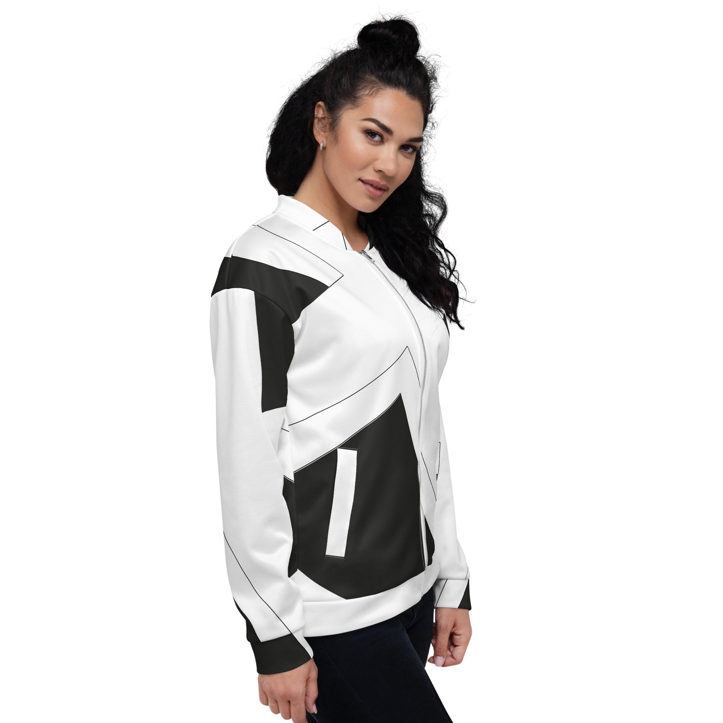 Unisex Bomber Jacket | All-over print | Focall - Cross - Black White