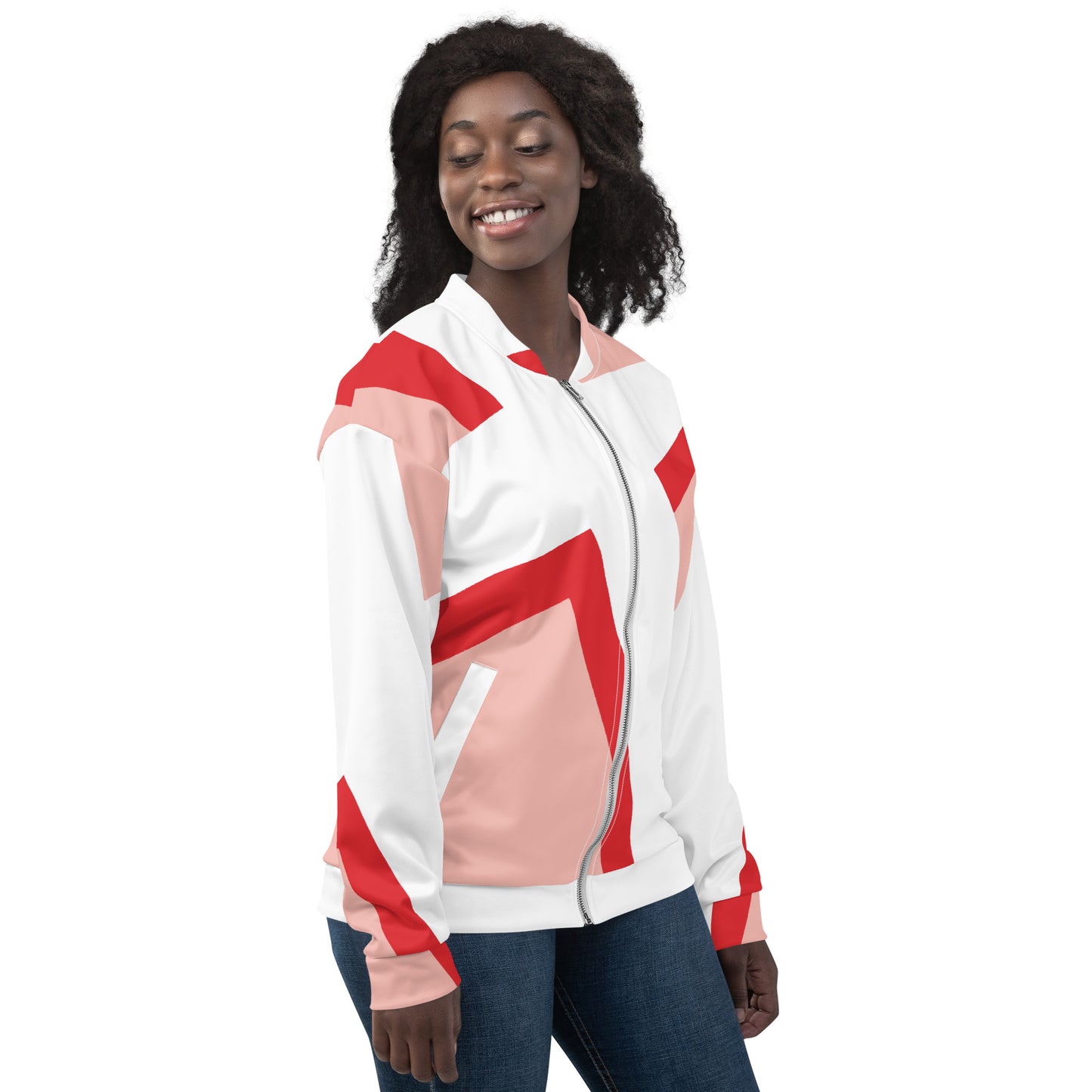 Unisex Bomber Jacket | All-over print | Focall - Cross - Salmon Red