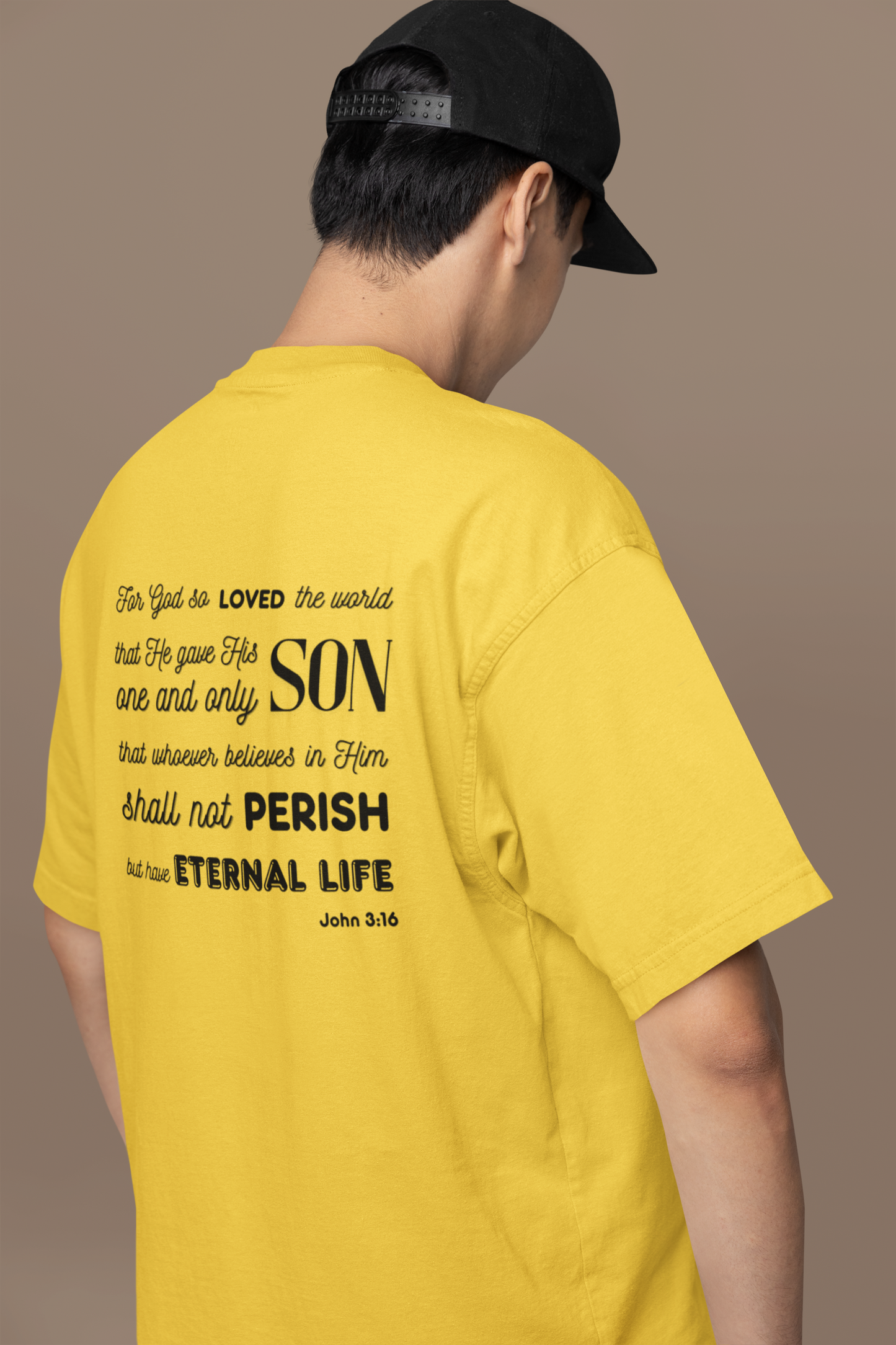 Classic Unisex Crew Neck T-Shirt | Back | John 3:16 - Black Letters