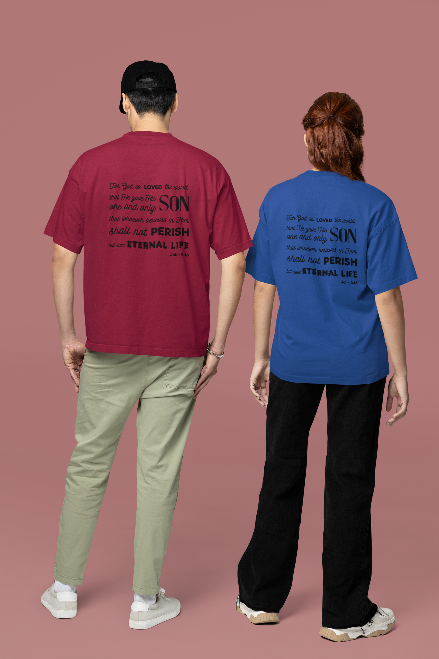 Classic Unisex Crew Neck T-Shirt | Back | John 3:16 - Black Letters