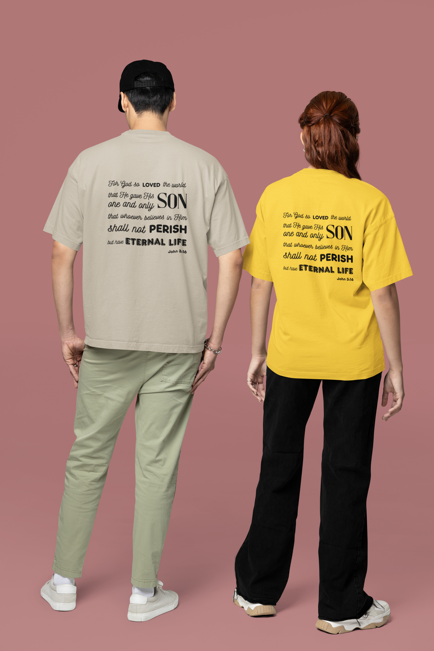 Classic Unisex Crew Neck T-Shirt | Back | John 3:16 - Black Letters