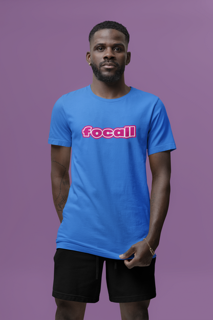 Classic Unisex Crew Neck T-Shirt | Focall Pink White Letters