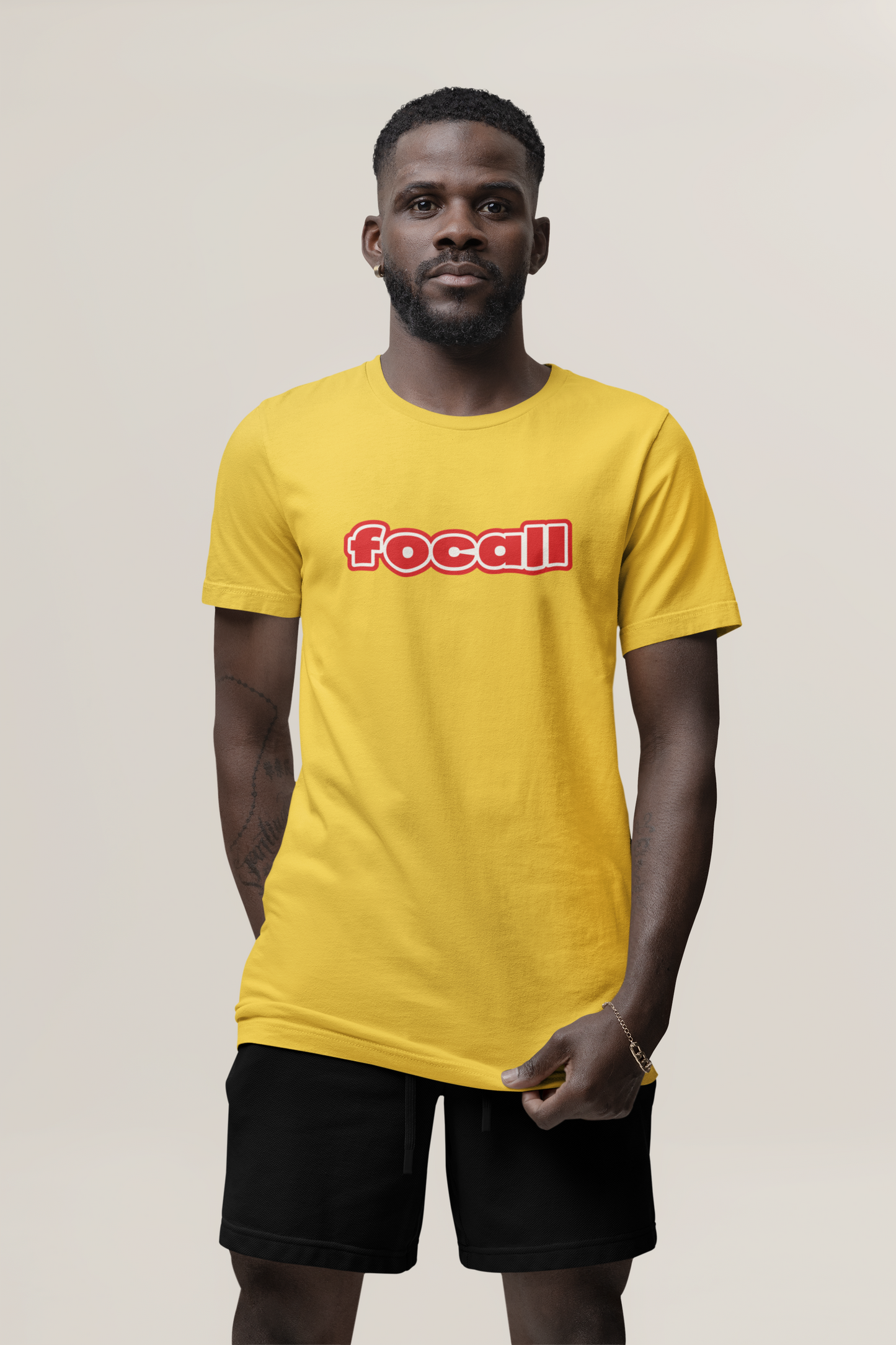 Classic Unisex Crew Neck T-Shirt | Focall Red White Letters