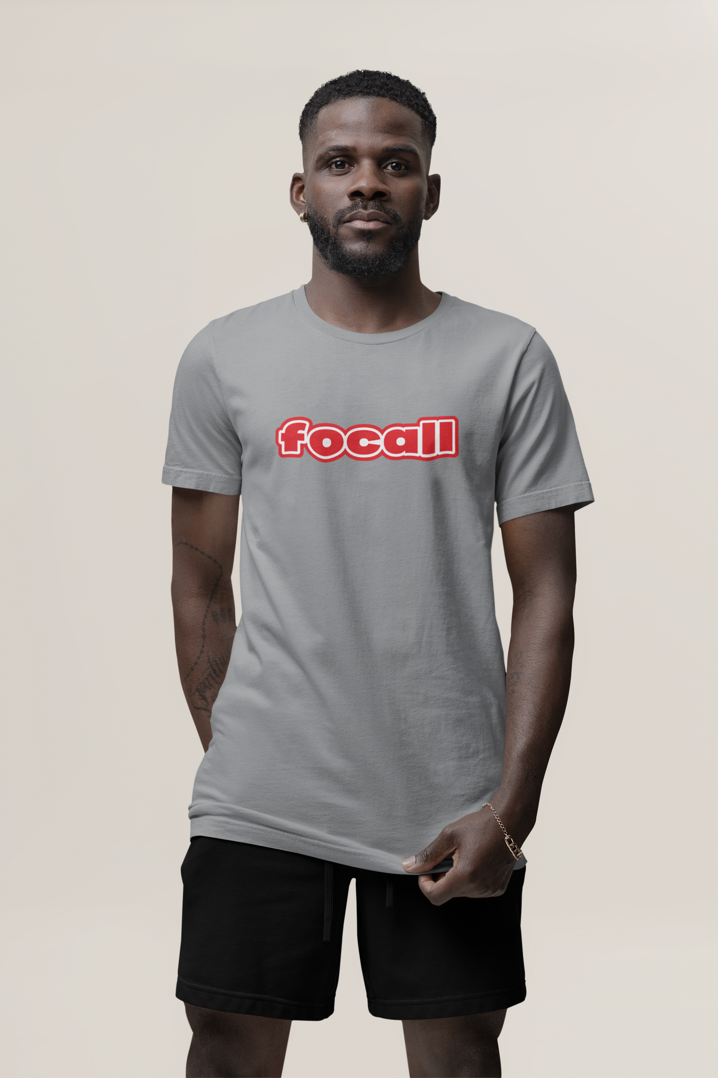 Classic Unisex Crew Neck T-Shirt | Focall Red White Letters