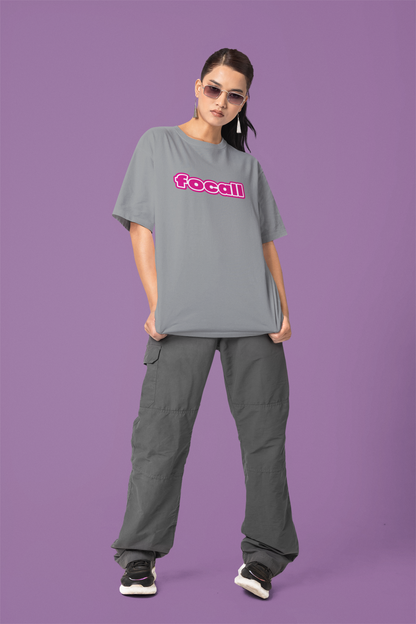 Classic Unisex Crew Neck T-Shirt | Focall Pink White Letters