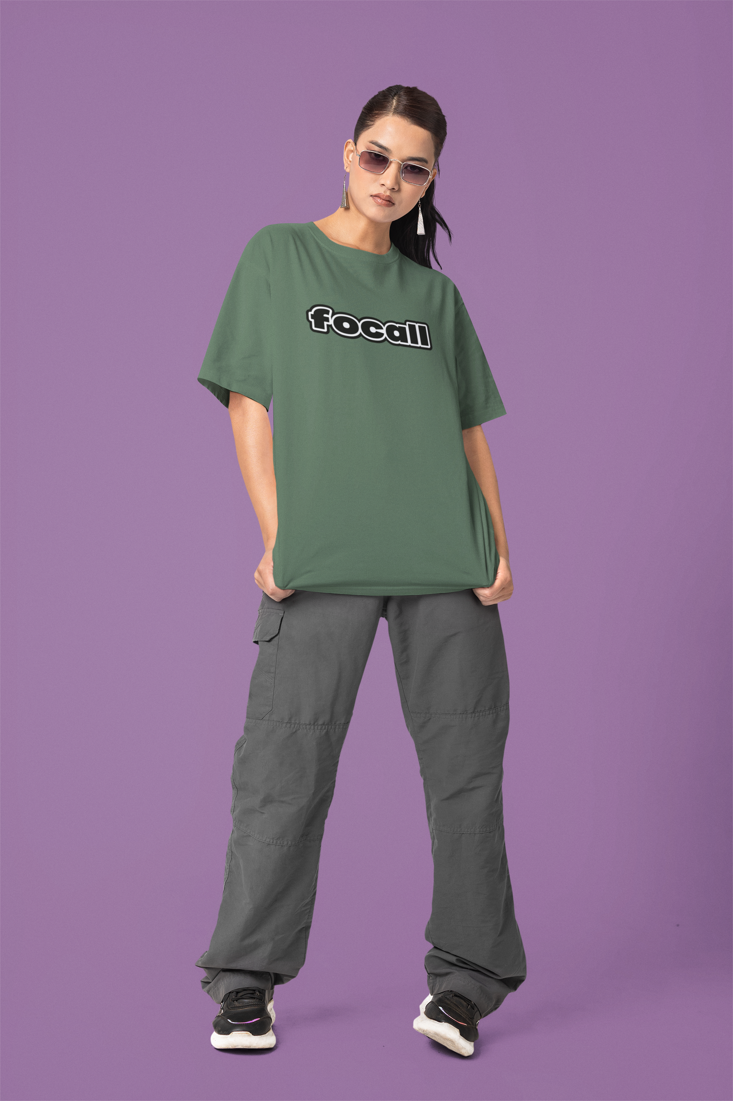 Classic Unisex Crew Neck T-Shirt | Focall Black White Letters