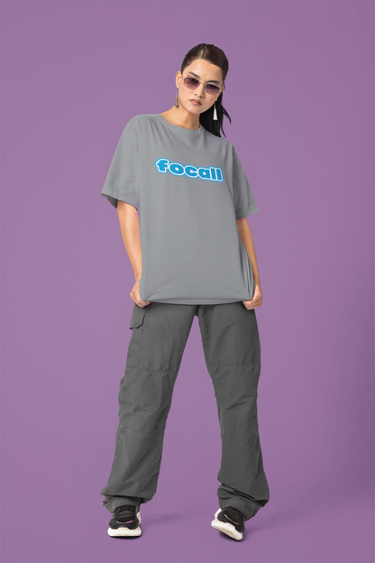 Classic Unisex Crew Neck T-Shirt | Focall Blue White Letters