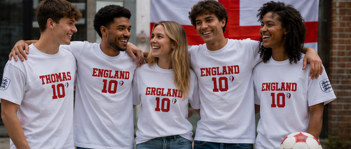 ONE KING — England World Cup Edition Sports T-Shirt (personalized with your own name and number)