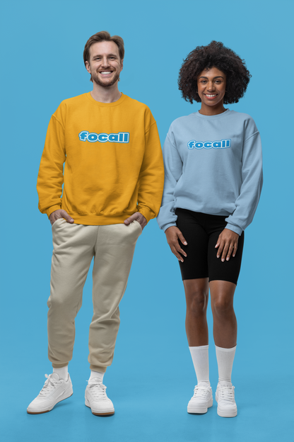 Classic Unisex Crew Neck Sweatshirt | Focall Blue White Letters