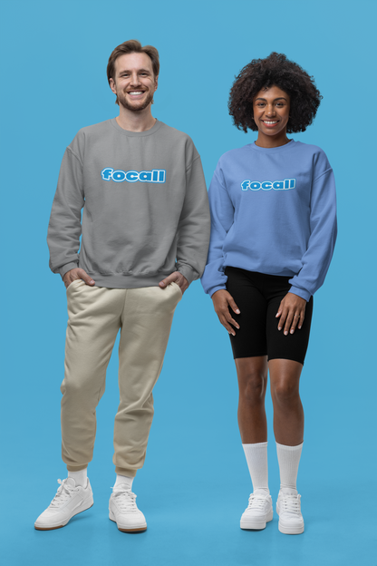 Classic Unisex Crew Neck Sweatshirt | Focall Blue White Letters
