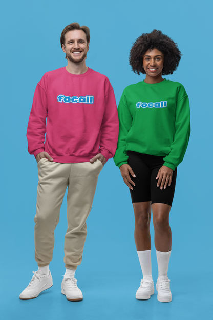 Classic Unisex Crew Neck Sweatshirt | Focall Blue White Letters