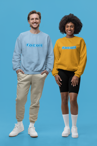 Classic Unisex Crew Neck Sweatshirt | Focall Blue White Letters