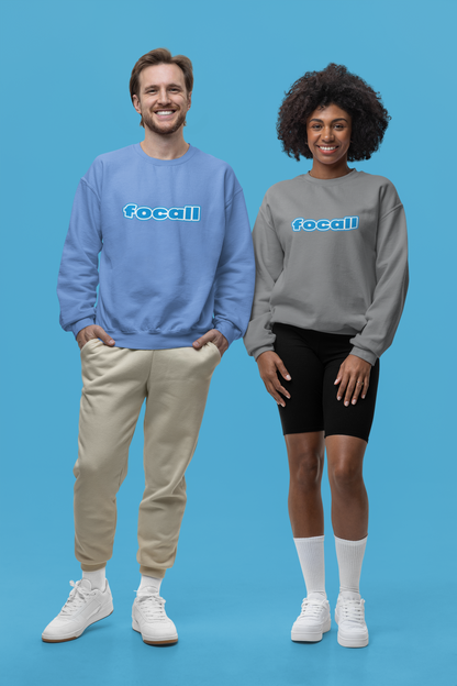 Classic Unisex Crew Neck Sweatshirt | Focall Blue White Letters