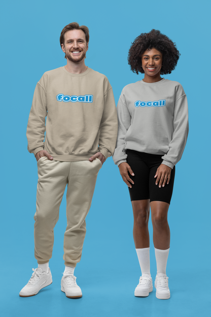 Classic Unisex Crew Neck Sweatshirt | Focall Blue White Letters