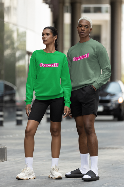 Classic Unisex Crew Neck Sweatshirt | Focall Pink White Letters