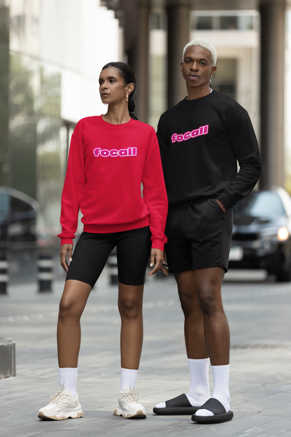 Classic Unisex Crew Neck Sweatshirt | Focall Pink White Letters