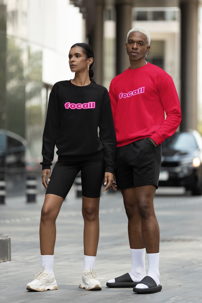 Classic Unisex Crew Neck Sweatshirt | Focall Pink White Letters