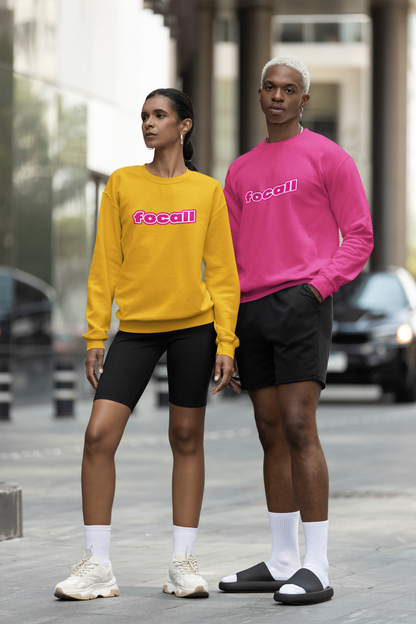 Classic Unisex Crew Neck Sweatshirt | Focall Pink White Letters