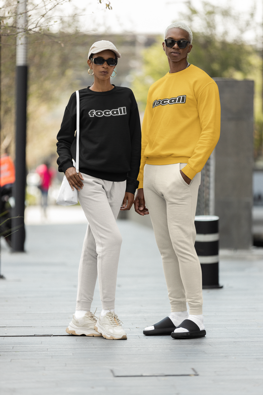Classic Unisex Crew Neck Sweatshirt | Focall Black White Letters