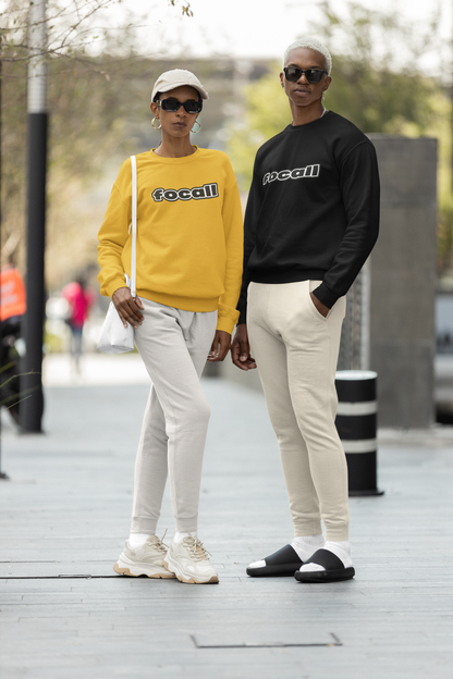 Classic Unisex Crew Neck Sweatshirt | Focall Black White Letters