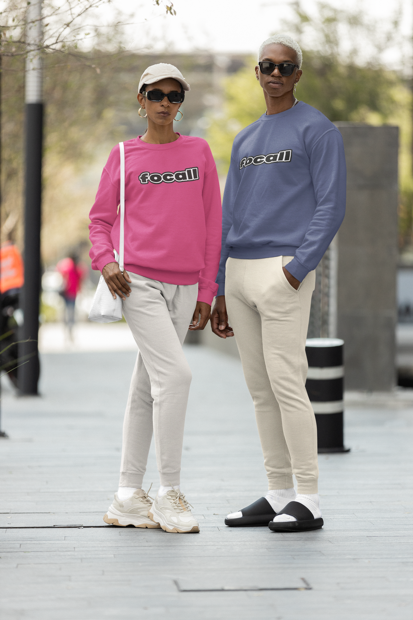 Classic Unisex Crew Neck Sweatshirt | Focall Black White Letters