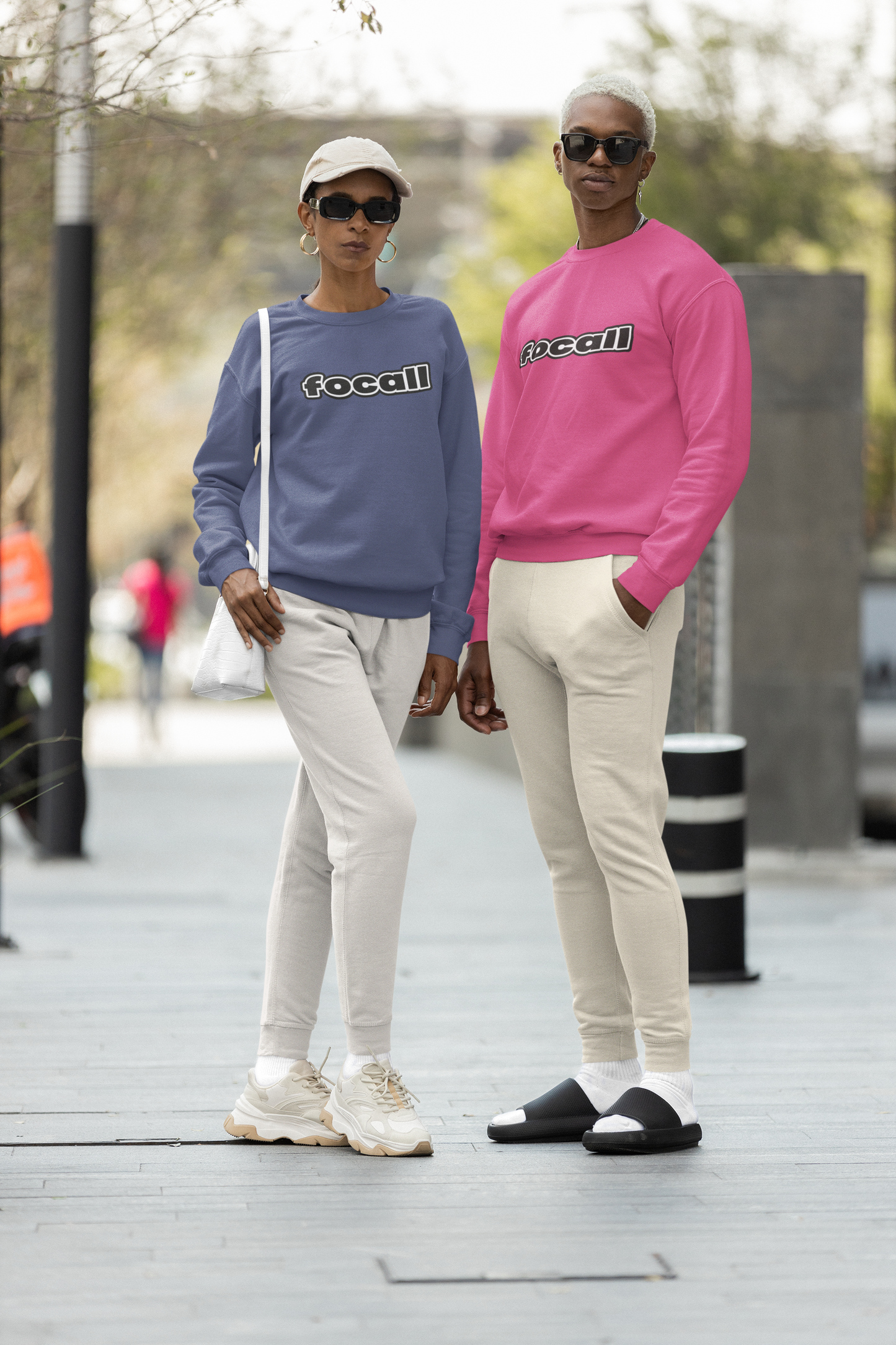 Classic Unisex Crew Neck Sweatshirt | Focall Black White Letters