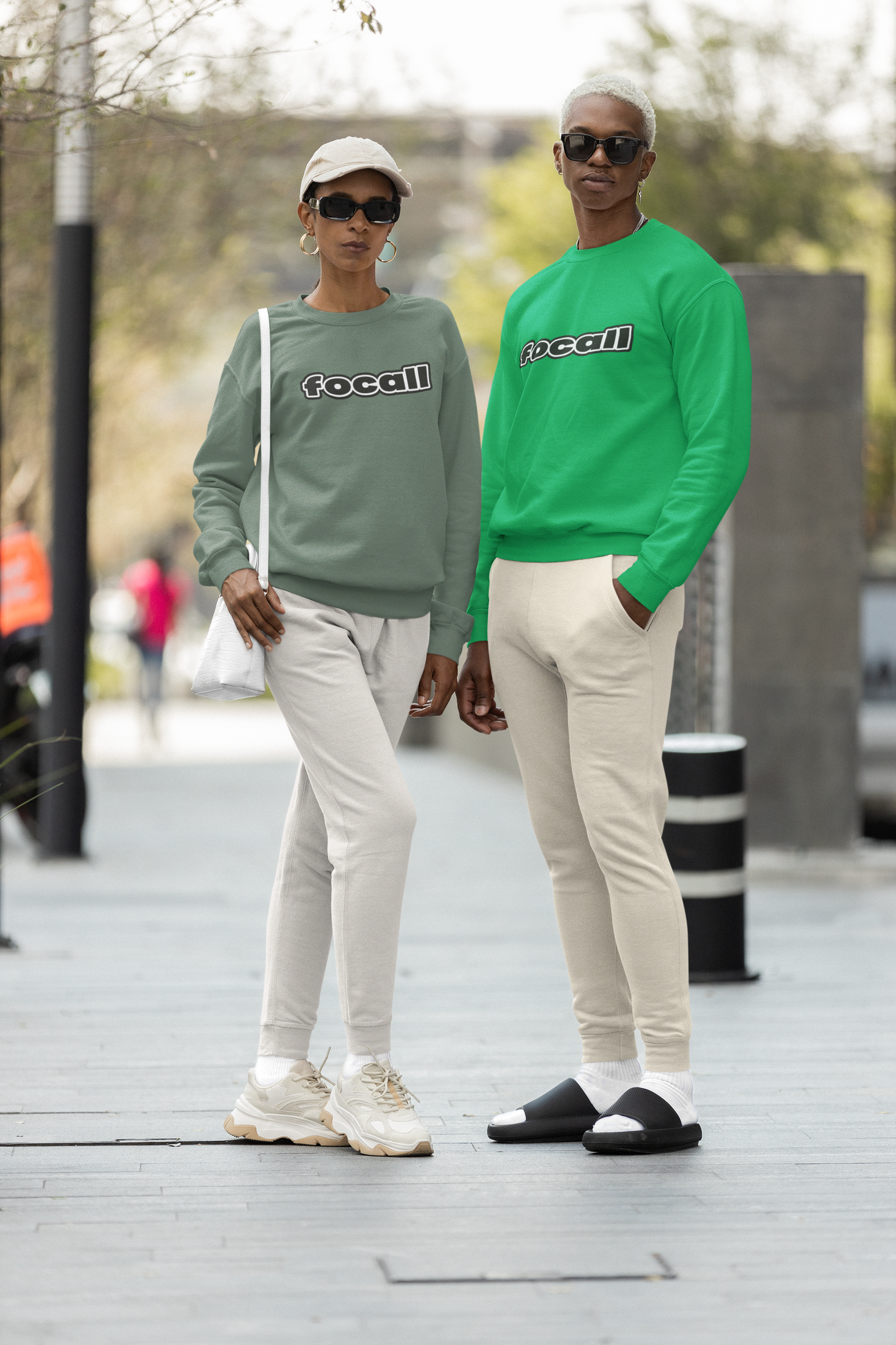 Classic Unisex Crew Neck Sweatshirt | Focall Black White Letters