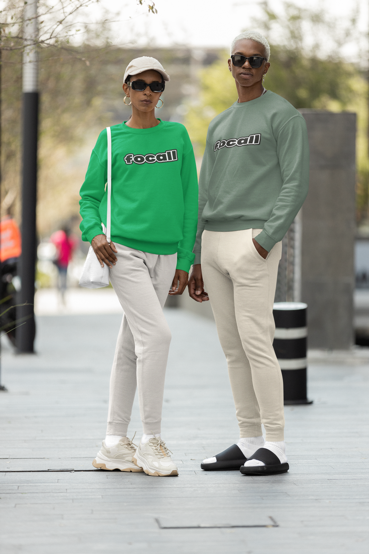 Classic Unisex Crew Neck Sweatshirt | Focall Black White Letters