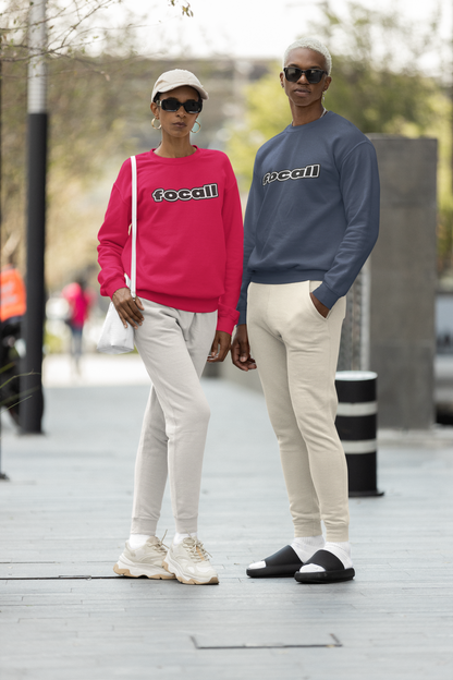 Classic Unisex Crew Neck Sweatshirt | Focall Black White Letters